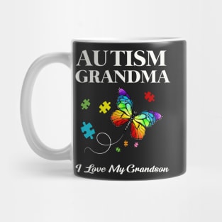 Butterfly Autism Grandma I Love My Grandson Awareness T-Shirt Mug